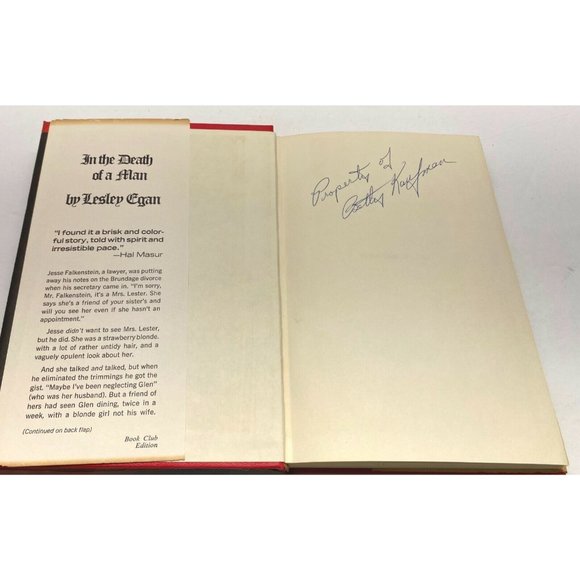 In the Death of a Man by Lesley Egan Suspense Novel Book Club Edition 1970 HCDJ - Picture 2 of 9